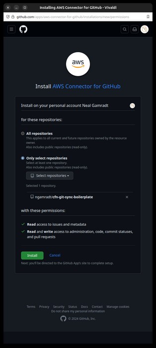 GitHub Repository Selected